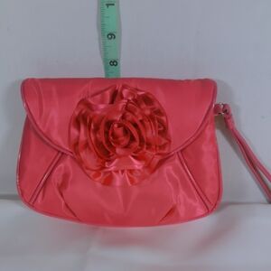 Source Unknown Pink Clutch with Floral Embellishment